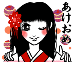 Kimono girl for New Year sticker #14435410