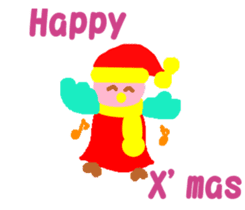 Pink cute bird Winter version sticker #14436872