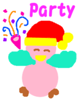 Pink cute bird Winter version sticker #14436873