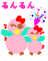 Pink cute bird Winter version sticker #14436878