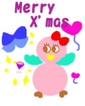 Pink cute bird Winter version sticker #14436879