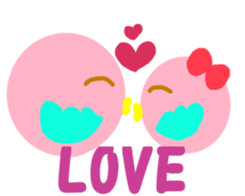 Pink cute bird Winter version sticker #14436881