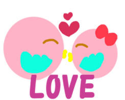 Pink cute bird Winter version sticker #14436881