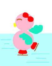 Pink cute bird Winter version sticker #14436890