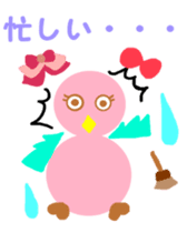 Pink cute bird Winter version sticker #14436893