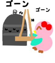 Pink cute bird Winter version sticker #14436898