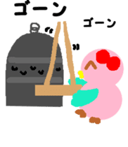 Pink cute bird Winter version sticker #14436898