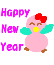 Pink cute bird Winter version sticker #14436900