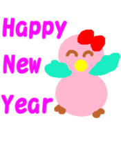 Pink cute bird Winter version sticker #14436900