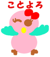 Pink cute bird Winter version sticker #14436904