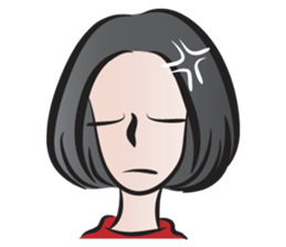 short black hair girl sticker #14445041