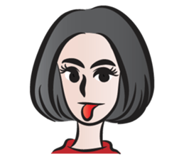 short black hair girl sticker #14445045