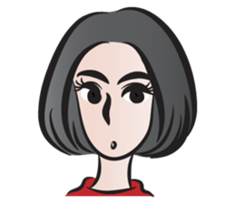 short black hair girl sticker #14445050