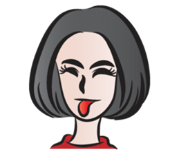 short black hair girl sticker #14445051