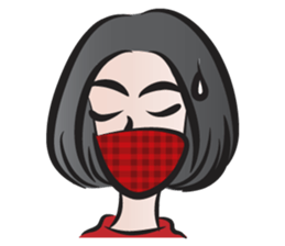 short black hair girl sticker #14445072