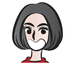 short black hair girl sticker #14445073