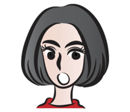 short black hair girl sticker #14445074