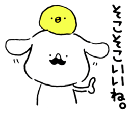 Mustache dog and chick1 sticker #14446919
