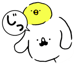 Mustache dog and chick1 sticker #14446924