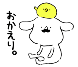 Mustache dog and chick1 sticker #14446929