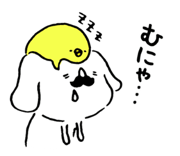 Mustache dog and chick1 sticker #14446931