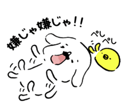 Mustache dog and chick1 sticker #14446934