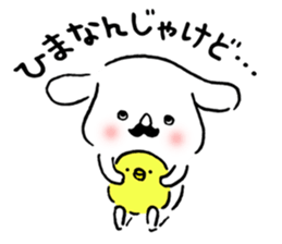 Mustache dog and chick1 sticker #14446935