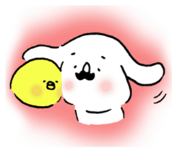 Mustache dog and chick1 sticker #14446937