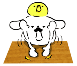 Mustache dog and chick1 sticker #14446939
