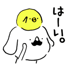 Mustache dog and chick1 sticker #14446943