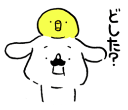 Mustache dog and chick1 sticker #14446946