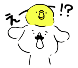 Mustache dog and chick1 sticker #14446948