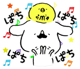 Mustache dog and chick1 sticker #14446950