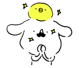 Mustache dog and chick1 sticker #14446951