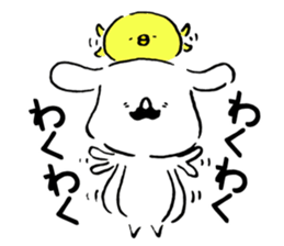 Mustache dog and chick1 sticker #14446953