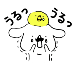 Mustache dog and chick1 sticker #14446956
