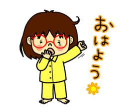 The girl with glasses(Basic) sticker #14455991