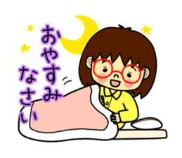 The girl with glasses(Basic) sticker #14455993