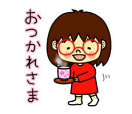 The girl with glasses(Basic) sticker #14455996