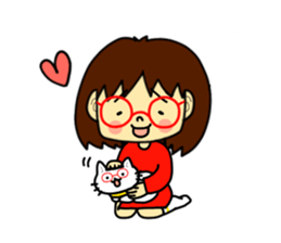 The girl with glasses(Basic) sticker #14456002