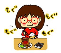 The girl with glasses(Basic) sticker #14456010