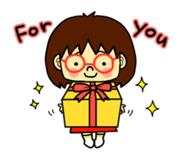The girl with glasses(Basic) sticker #14456021