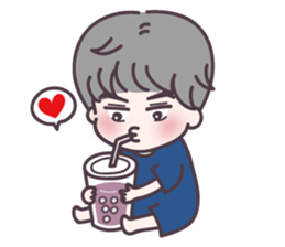 Gray hair boy sticker #14458234