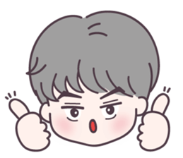Gray hair boy sticker #14458239