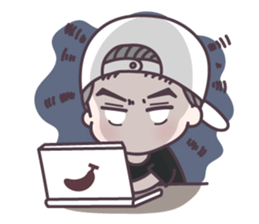 Gray hair boy sticker #14458251