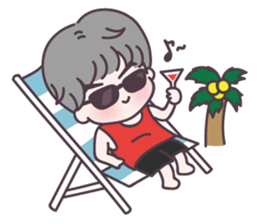 Gray hair boy sticker #14458255