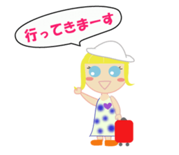 overseas trip of girl with blue eyes sticker #14472319