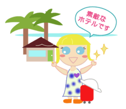 overseas trip of girl with blue eyes sticker #14472322
