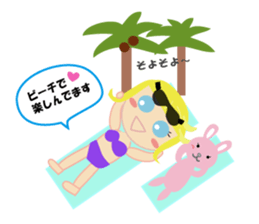 overseas trip of girl with blue eyes sticker #14472332