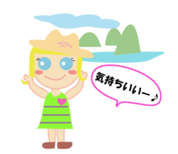overseas trip of girl with blue eyes sticker #14472334